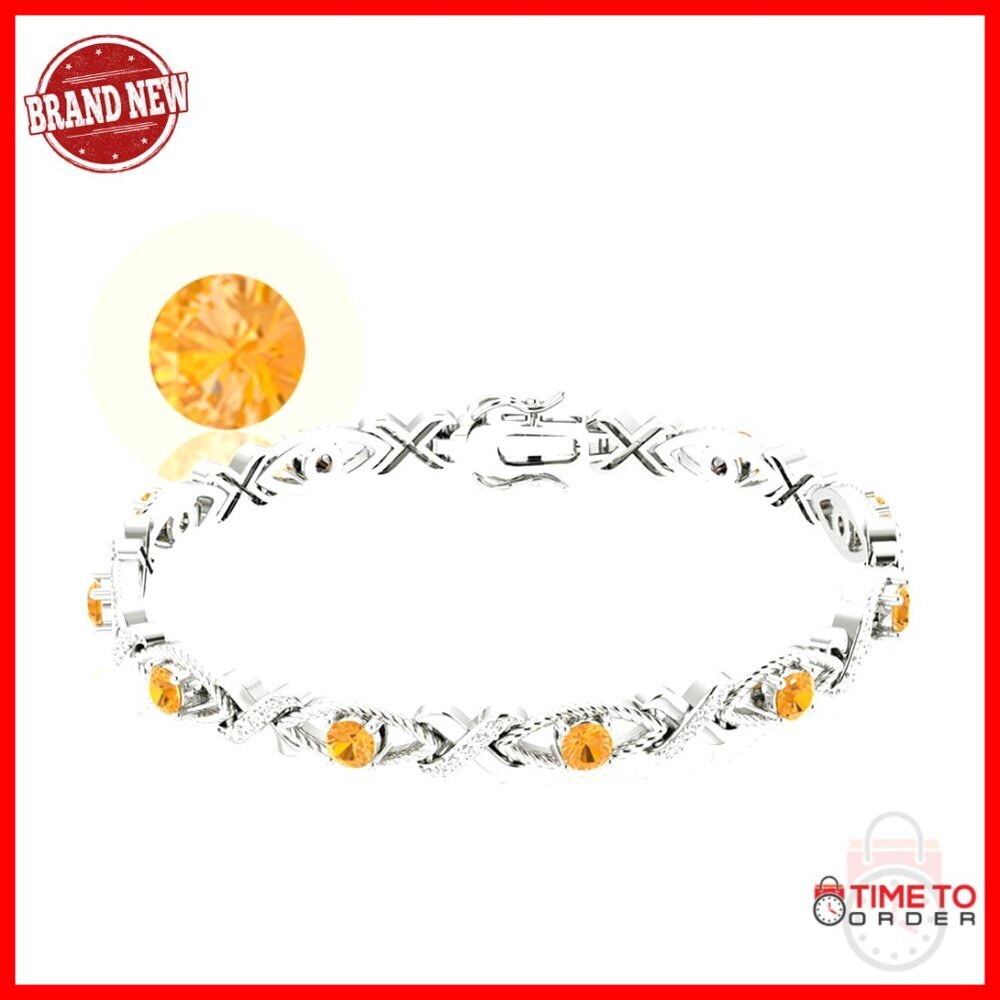 7 Inch Sterling Silver Bracelet with Gemstones and Cubic Zirconia
